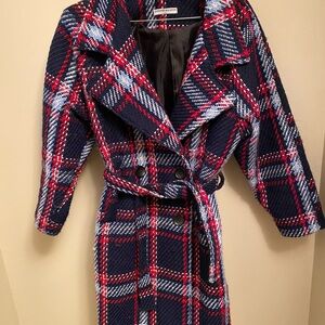 Goodnight Macaroon Navy and Red Knit Coat